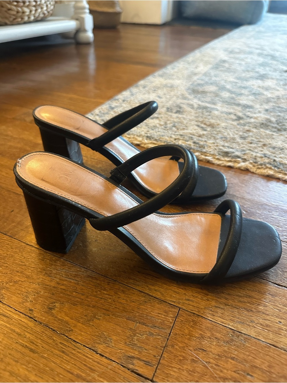 Dolce Vita Black Triple-Strap Block Heel Sandals